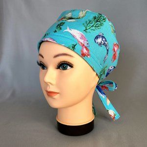 Reversible Women's Men's Unisex Tropical Fish Surgical Scrub Cap Hat!